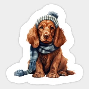 Winter Irish Setter Dog Sticker